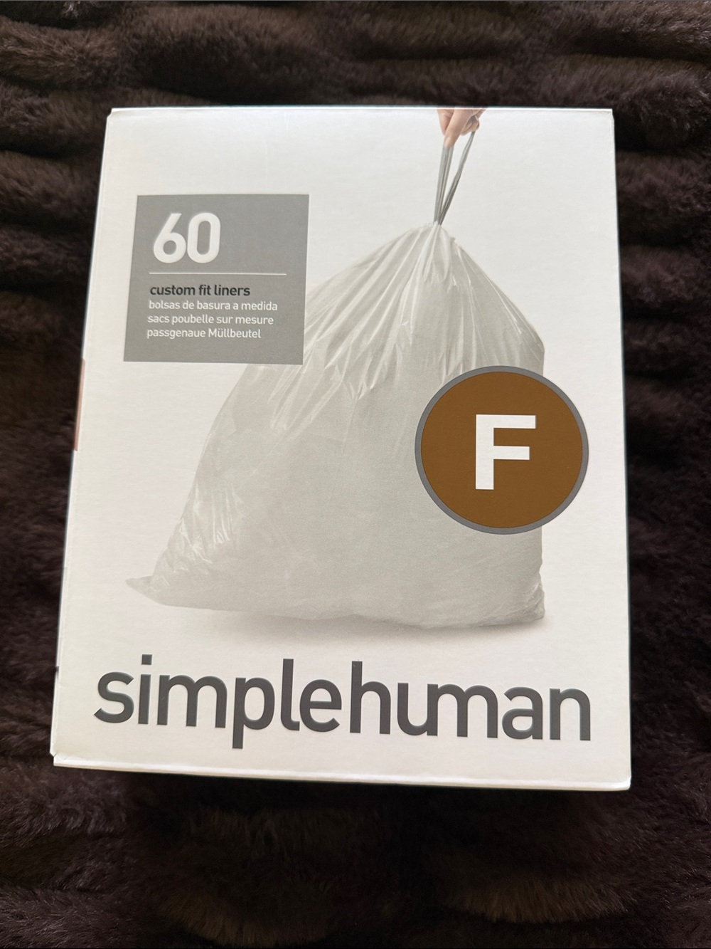 simplehuman F Custom Fit Liners - White, Brown Accent